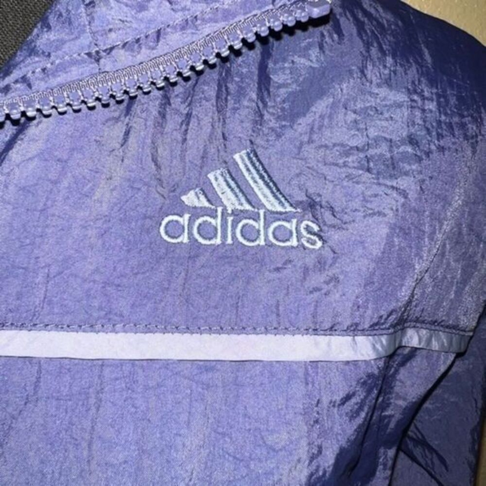 Adidas Vintage Windbreaker Jacket Women's Purple Y2K Full Zip Logo Size Small - Picture 3 of 7